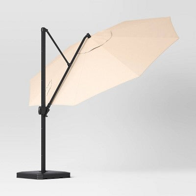  11'x11' Offset Patio Umbrella Tan - Black Pole - Threshold™
