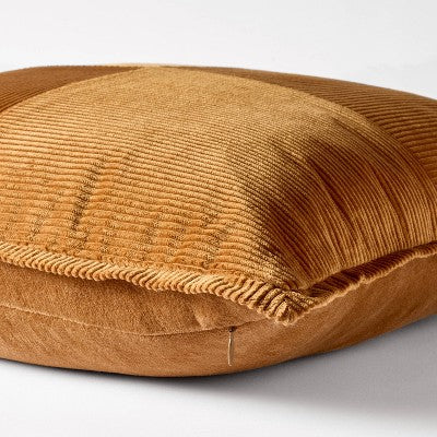  Square Pieced Corduroy Pillow Rust - Threshold Designed With Studio McGee
