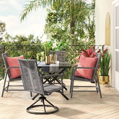  2pc Granby Padded Wicker Outdoor Patio Dining Chairs Swivel Chairs Gray - Threshold™
