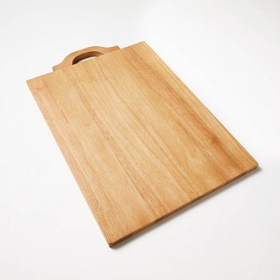  Large Handled Serving Board Brown - Threshold™ Designed With Studio McGee: Rubberwood Charcuterie Tray, 22" Rectangle