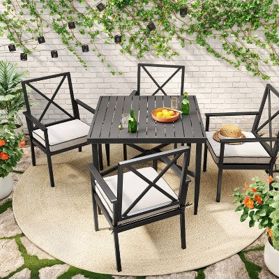  Searsburg Aluminum 4 Person Slat Top Square Patio Dining Table, Outdoor Furniture - Threshold™