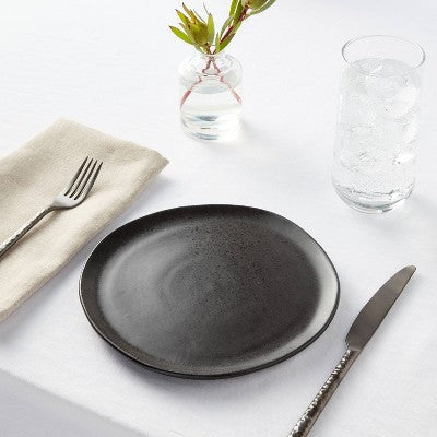  8" Earthenware Houlton Salad Plate Black - Threshold™: Traditional Round Microwave & Dishwasher Safe
