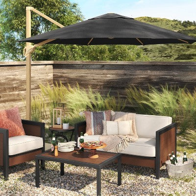  11'x11' Offset Patio Umbrella - Light Wood Pole - Threshold™