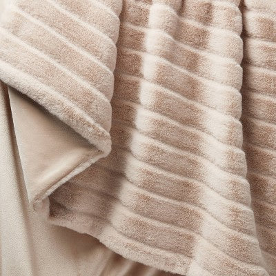  Textured Faux Fur Reversible Throw Blanket - Threshold™