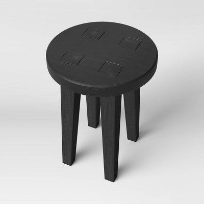  Woodland Carved Wood Accent Table - Black - Threshold