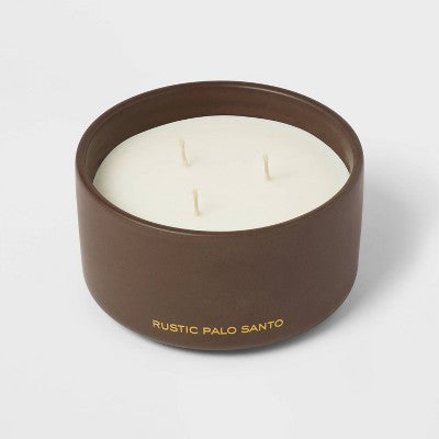  15oz Ceramic Jar 3-Wick Black Label Rustic Palo Santo Candle - Threshold™