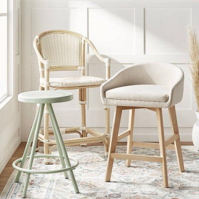  Parksley Rattan And Woven Counter Height Barstool White - Threshold™