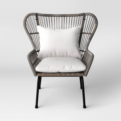  2pc Steel And Wicker Latigo Rust Resistant Outdoor Patio Club Chairs Gray - Threshold™