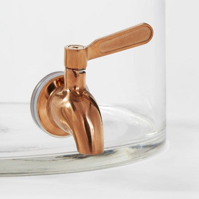  2gal Glass Modern Beverage Dispenser - Threshold™: Cold Drink Holder, 2 Gallon Capacity, Stainless Steel & Wood