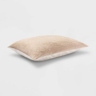  Matelassé Medallion Coverlet Sham Beige - Threshold™