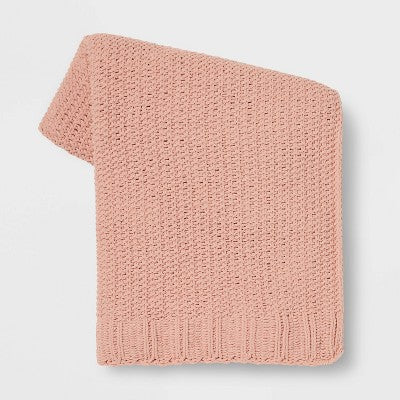  Solid Chenille Knit Throw Blanket - Threshold™
