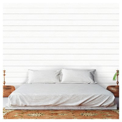  Textured Shiplap Peel & Stick Wallpaper White - Threshold™: Removable Vinyl, Wood Grain, Stain-Resistant, Washable