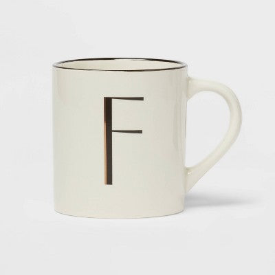  16oz Stoneware Monogram Mug Ivory - Threshold™