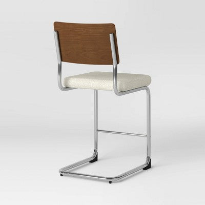  Cecilton Chrome Cantilever Counter Height Barstool Cream Boucle - Threshold™