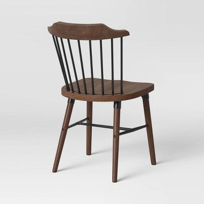  Delway Curved Back Mixed Material Dining Chair Walnut - Threshold™