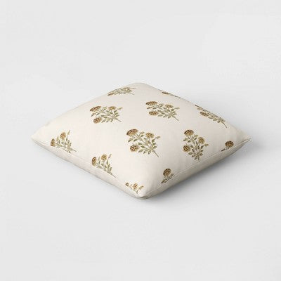  Block Print Floral Square Throw Pillow - Threshold™
