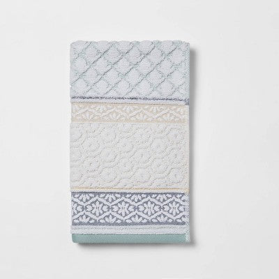  Pattern Filled Stripe Towel Blue - Threshold