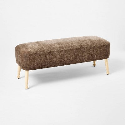  Corallina Upholstered Wooden Bench Natural Wood/Dark Brown - Threshold™ Designed With Studio McGee