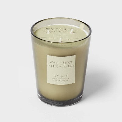  Colored Vase Glass With Dustcover Watermint And Eucalyptus Candle Green - Threshold™