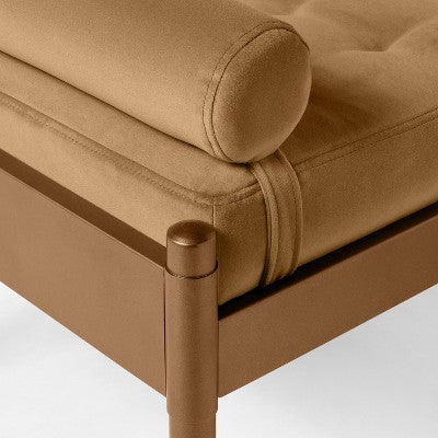 Bolster Tufted Bench Beige - Threshold™ Designed With Studio McGee: Velvet Upholstery, Powder-Coated Steel Legs, 225lb Capacity