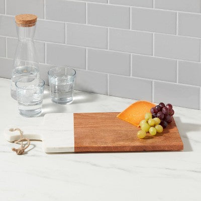  20" X 8" Marble And Wood Serving Board - Threshold™