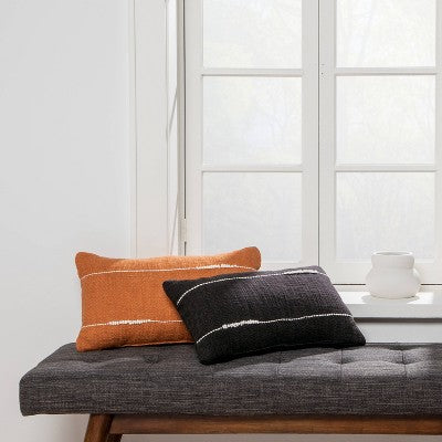 Embroidered Thin Line Lumbar Throw Pillow - Threshold™