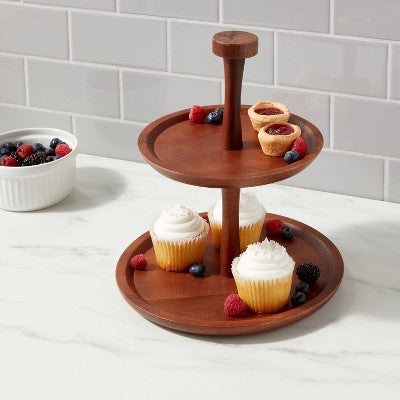  Wood 2-Tier Signature Serving Stand - Threshold™