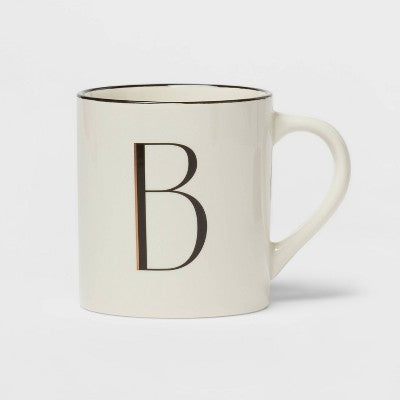  16oz Stoneware Monogram Mug Ivory - Threshold™