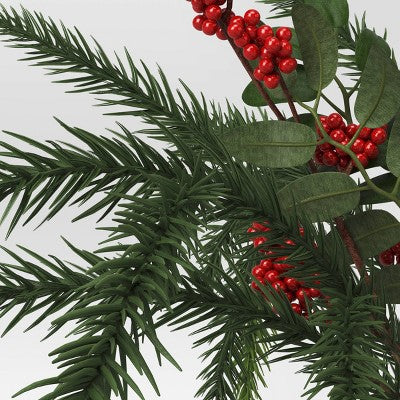  Artificial Plant Large Mixed Greenery And Red Berries Arrangement - Threshold™