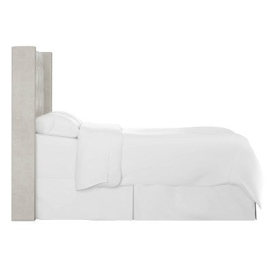  Nail Button Tufted Wingback Velvet Headboard - Skyline Furniture