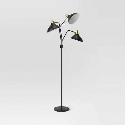  70"x36" 3-Head Floor Lamp Black - Threshold™: Adjustable, ETL Listed, Metal Shades, No Tools Assembly
