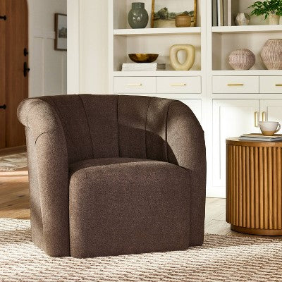  Channeled Curved Back Accent Chair Velvet - Threshold™ Designed With Studio McGee