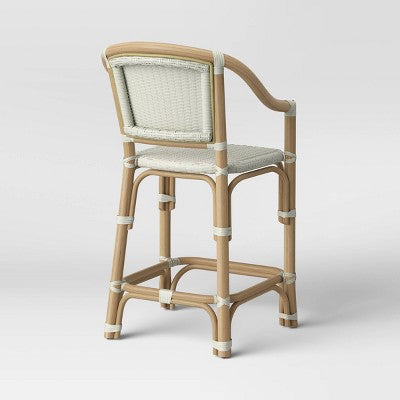  Parksley Rattan And Woven Counter Height Barstool White - Threshold™