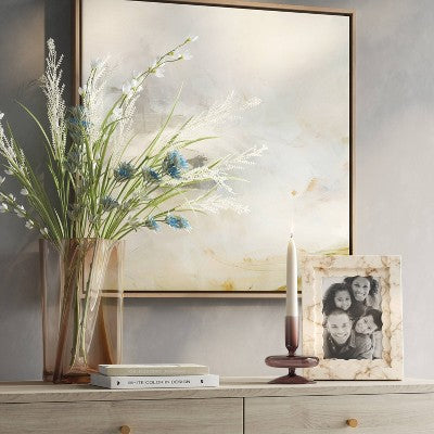  5"x7" Shaped Resin Profile Table Image Frame Beige - Threshold™: Modern Style, Glass, Polyresin