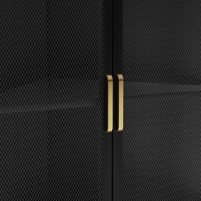  Mesh Corner Cabinet Black - Threshold™: Sleek Metal Storage With Golden Handles, V-Shaped Design