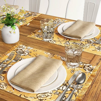  Cotton Flower Printed Fused Placemat Yellow - Threshold™