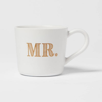  15oz Stoneware Mr. Mug - Threshold™: Traditional White Drinkware, Dishwasher & Microwave Safe, Wedding Gift Idea