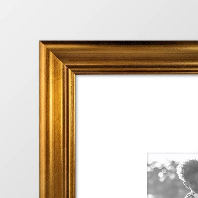  Wood Antique Wall Frame Brass - Threshold™