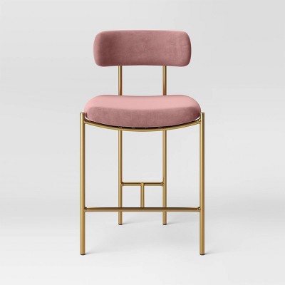  Orion Luxe Backed Counter Height Barstool With Brass Legs Blush Velvet - Threshold™