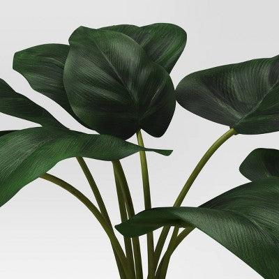  Artificial Leaf In Wood Planter - Threshold™: Lush Taro, White Stoneware Pot, Indoor Decor