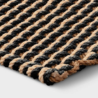  1'6"x2'6" Rope Braided Basket Weave Doormat Black/Brown/Cream - Threshold™