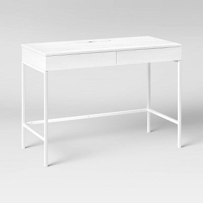  Loring Wood Writing Desk With Drawers And Charging Station - Threshold™