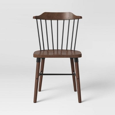  Delway Curved Back Mixed Material Dining Chair Walnut - Threshold™