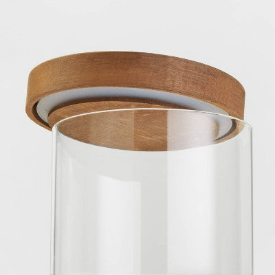  Medium Glass Storage Canister With Wood Lid - Threshold™: Clear Glass Jar With Lid, 48oz, Hand Wash