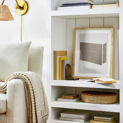  16" X 20" Color Block Abstract Glass Framed Wall Art Print Light Navy - Threshold™ Designed With Studio McGee