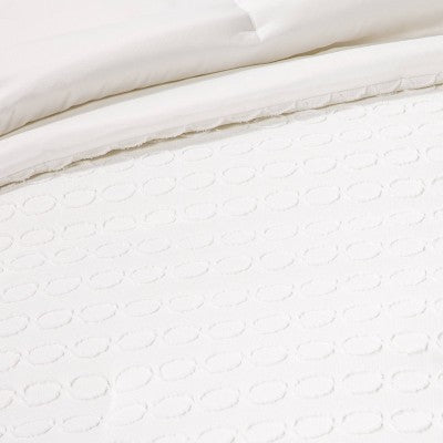  8pc Clipped Jacquard Geo Circle Comforter Bedding Set White - Threshold™