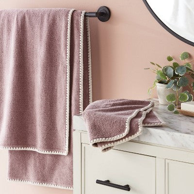 Boho Border Stitch Towel Mauve - Threshold™