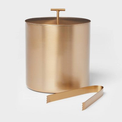  Metal Ice Bucket With Tongs Gold - Threshold™