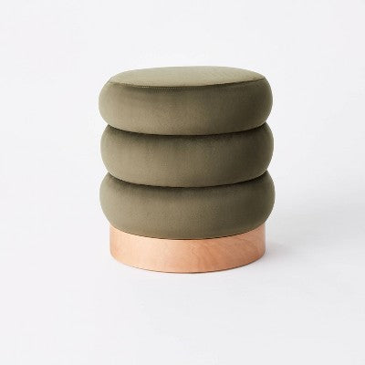  Clarkdale Channel Tufted Ottoman With Wood Base - Threshold™ Designed With Studio McGee