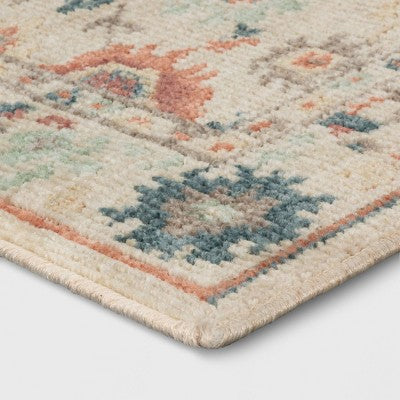  28"x84" Floral Persian Washable Runner Rug Ivory - Threshold™